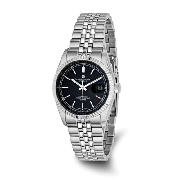 CHarles Hubert Other - Charles Hubert Men's Stainless Steel Watch - Black Dial - 35mm - NEW